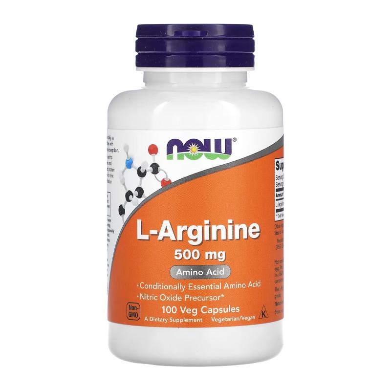 Аргінін NOW L-Arginine 500 мг 100 капс. (02903-01)