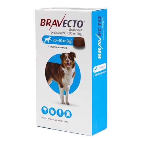 Бравекто MSD 1000 мг 1 таблетка для собак 20-40 кг (20868)