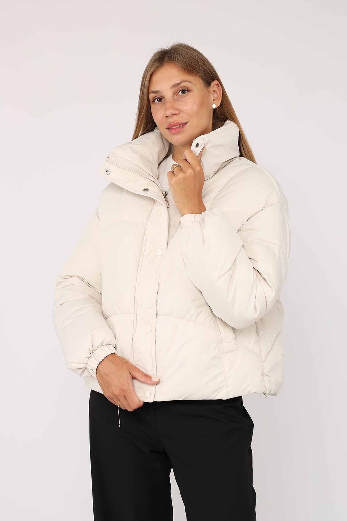 Куртка жіноча ЦБ-00277856 р. 54 Молочний (28422294)