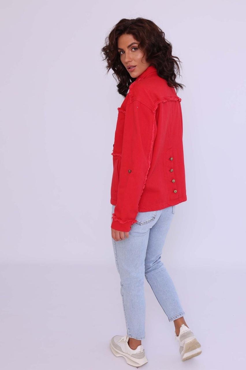 Женская летняя куртка хлопковая 5XL Красный - фото 3 Женская летняя куртка хлопковая 5XL Красный - фото 3