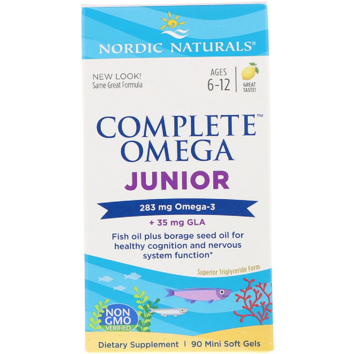 Рыбий жир для подростков Complete Omega Junior Nordic Naturals со вкусом лимона 283 мг 90 капсул (NOR01775)