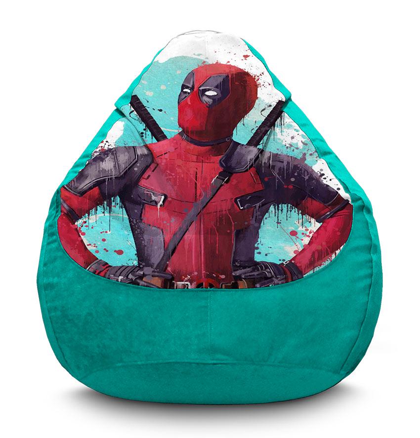 Кресло-мешок iPuff Deadpool Art Marvel флок XXL 90х125 см Бирюзовый (113904-1)