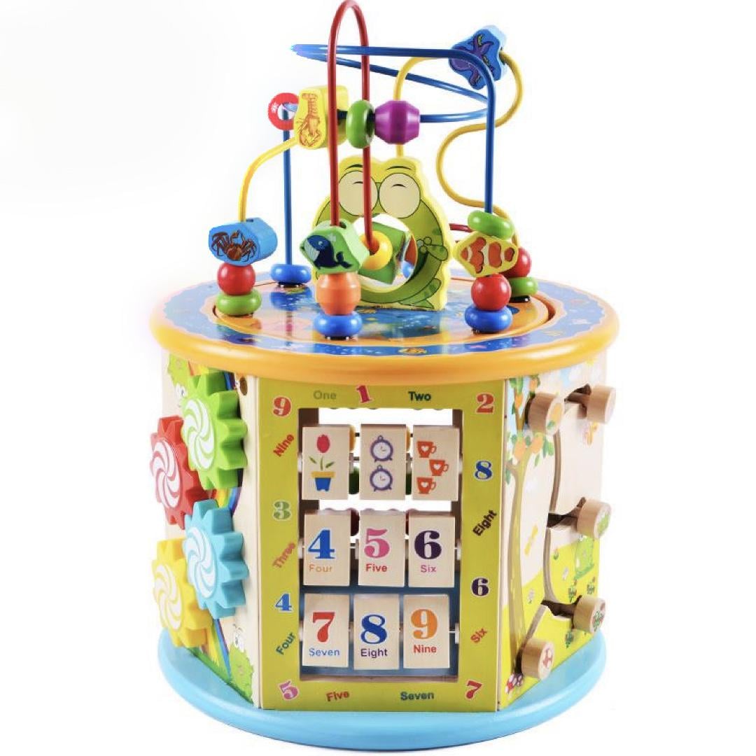 Куб дитячий розвиваючий дерев'яний для навчання та гри з рахунками/сортером та логічними завданнями