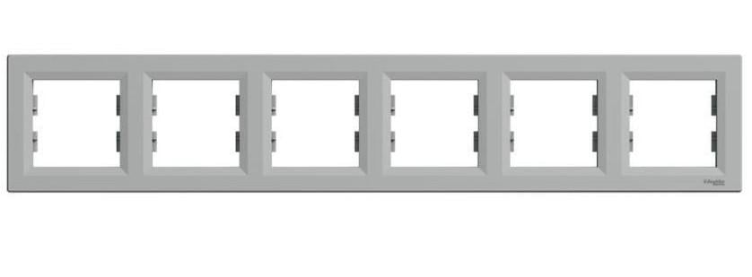 Рамка шестиместная горизонтальная Schneider Electric Asfora Алюминий (00000003098)