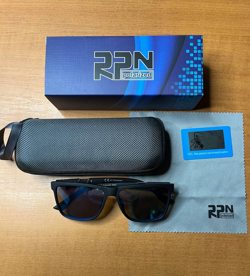 Сонцезахисні окуляри чоловічі Polaroid UV400 поляризаційні антиблікові квадратні Чорний/Ice Blue (a3fa4842) - фото 2