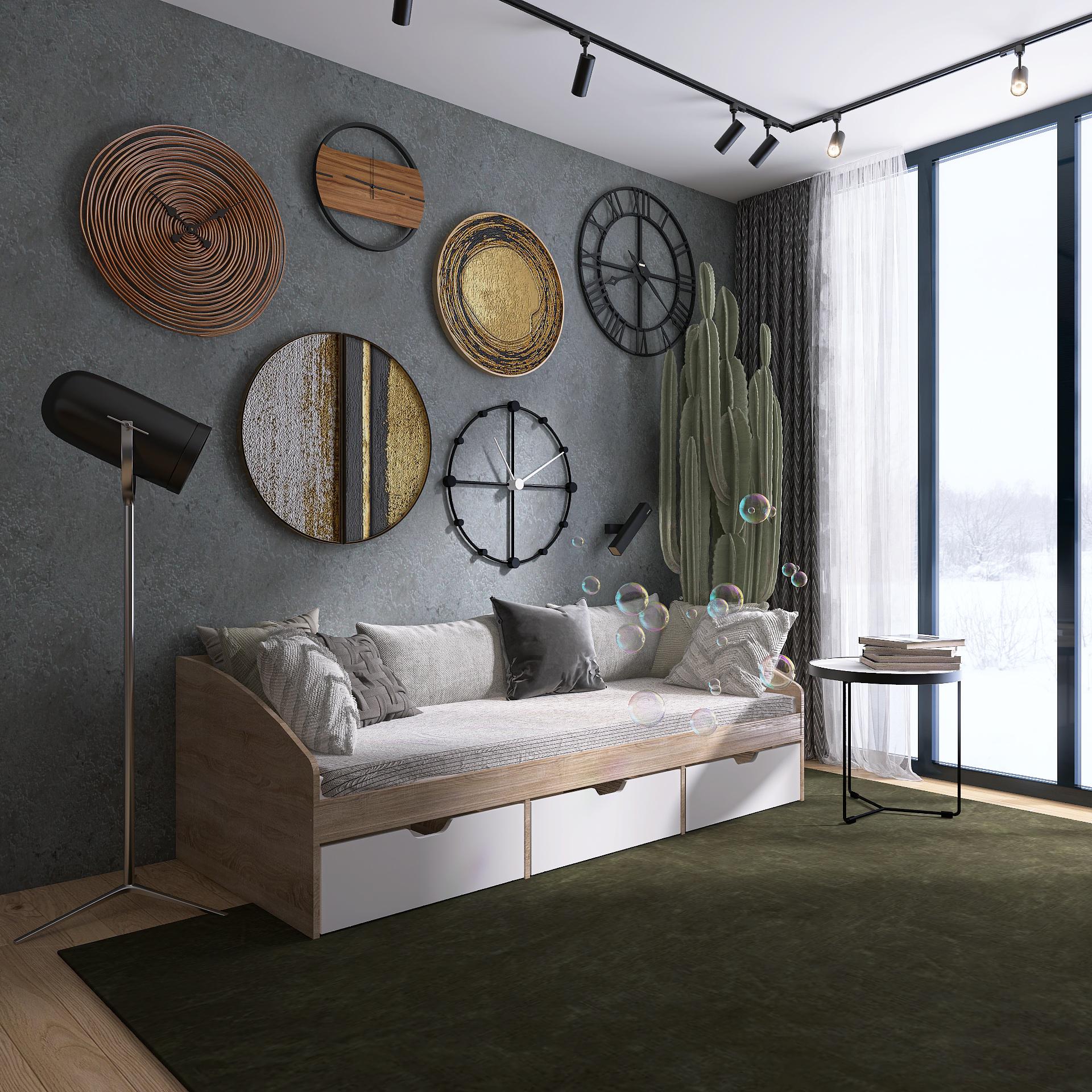 Кровать Еверест Комфорт-3 с ящиками 80х190 см Дуб Сонома/Нимфея Альба (09204)