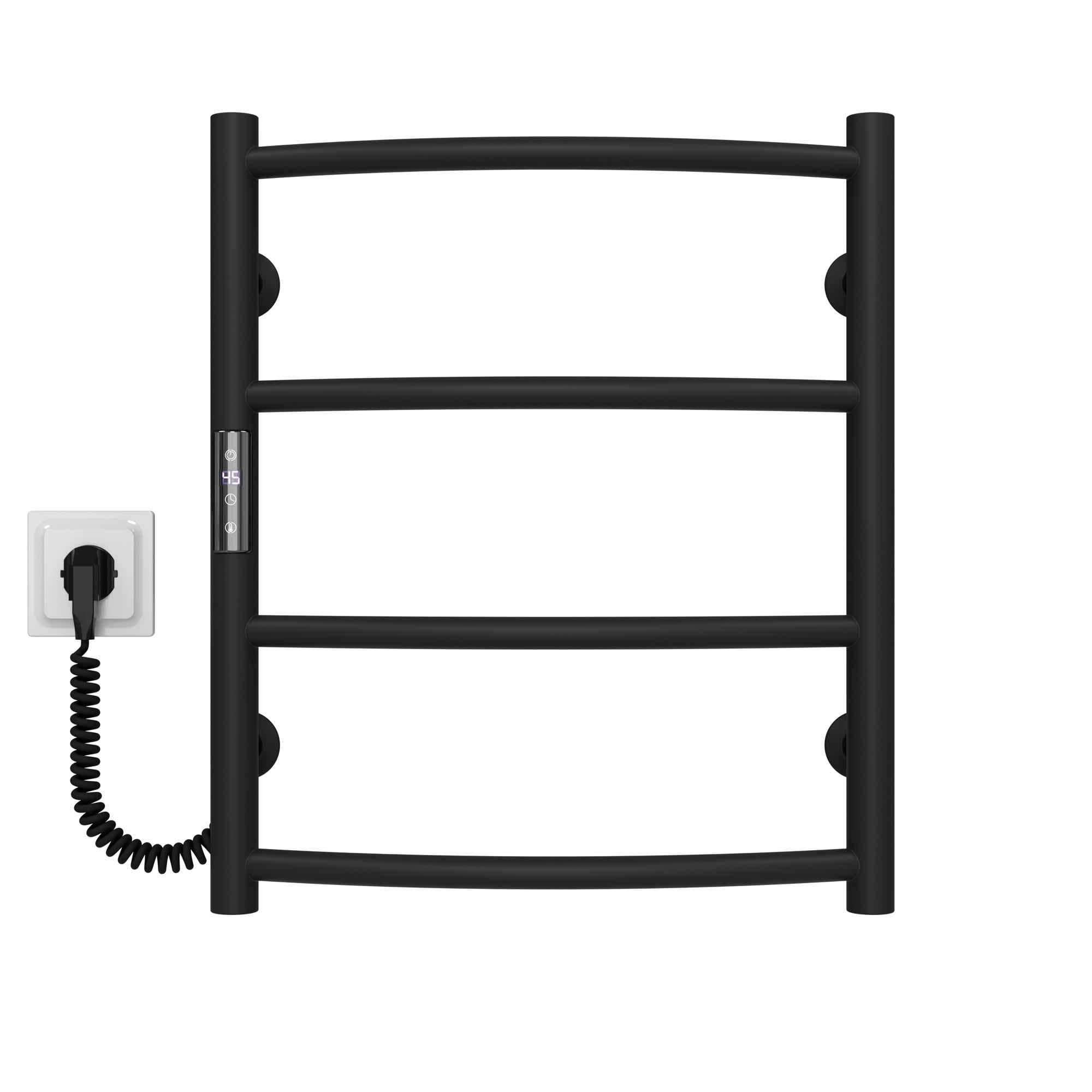 Полотенцесушитель электрический Deffi Классик П4 JD03 левое подключение нержавеющая сталь 400х500 мм Черный (C.DK.50.40.4.E.B.L.1)