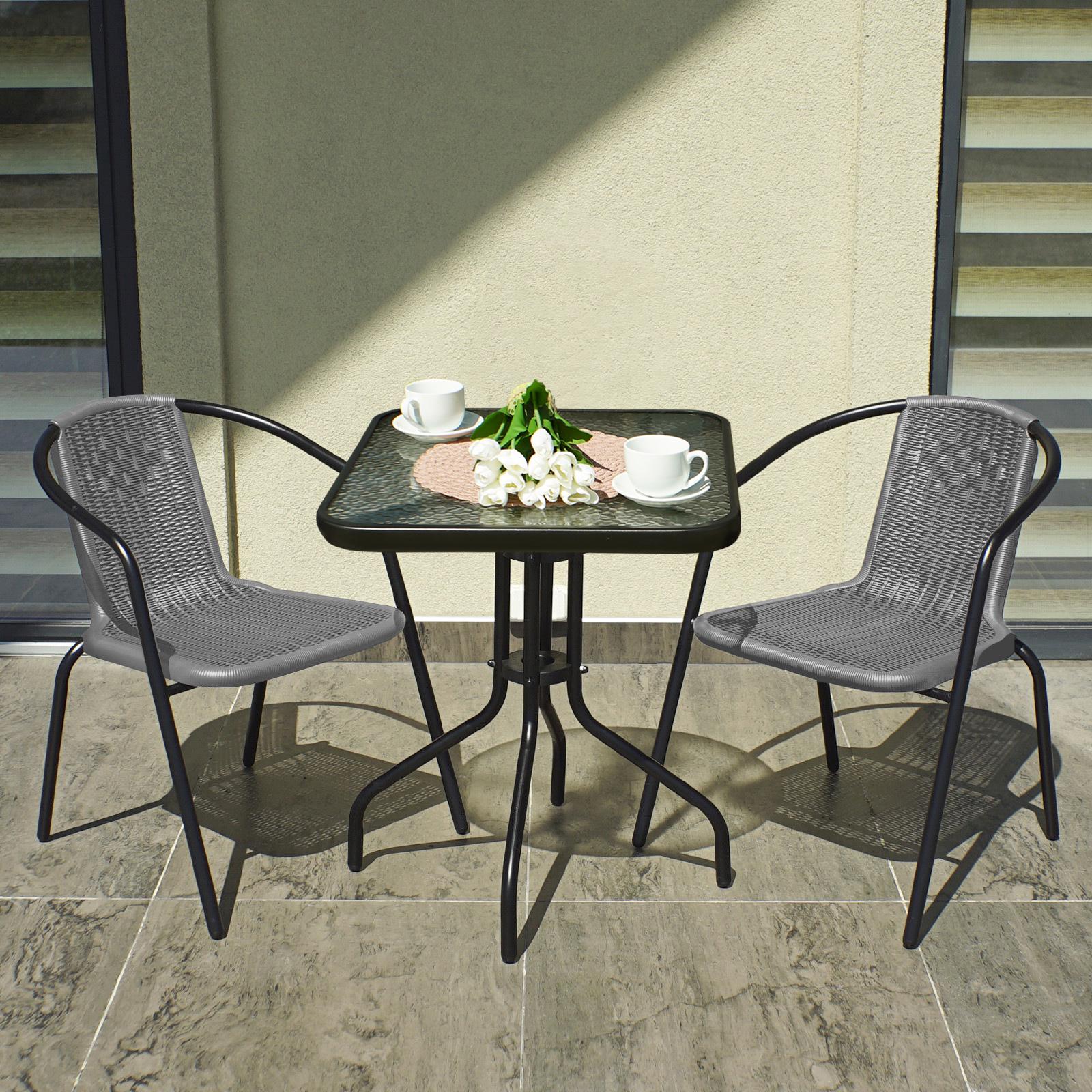 Комплект мебели 4Points Monza-2 с квадратным столом и двумя стульями Серый