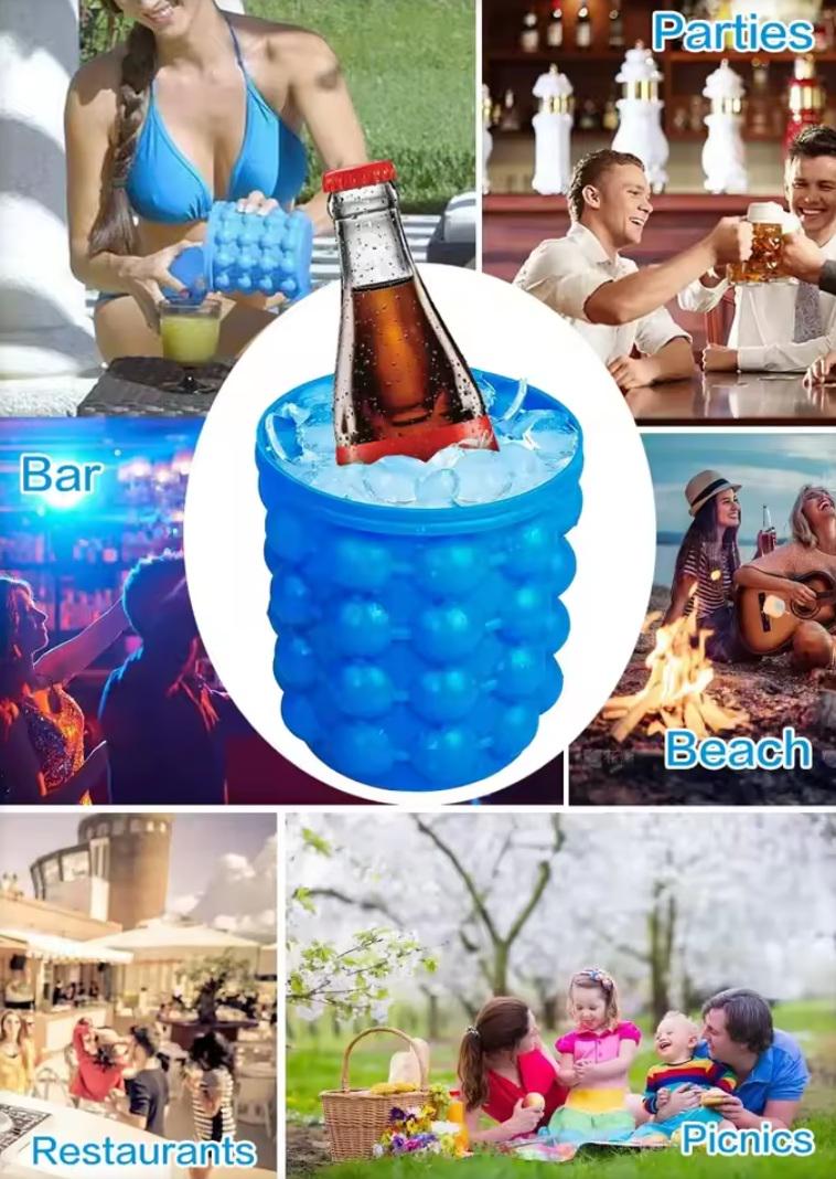 Форма для льда силиконовая с пластиковой чашей Ice Bucket 12,8x10x14 см Blue (ME0021163) - фото 8 Форма для льда силиконовая с пластиковой чашей Ice Bucket 12,8x10x14 см Blue (ME0021163) - фото 8