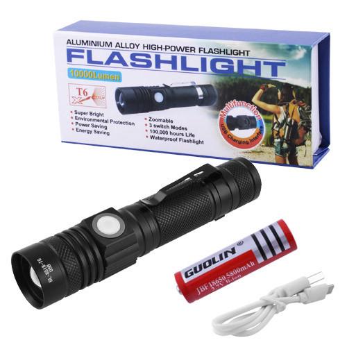 Фонарь 518/8518-T6 1х18650 зажим Zoom ЗУ Type-C Box (2245502036)