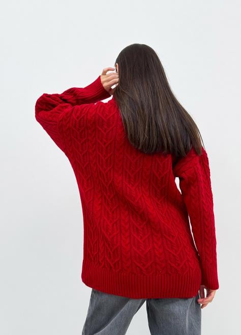 Светр з візерунком жіночий ART KNIT Олівія oversize Червоний - фото 5 Светр з візерунком жіночий ART KNIT Олівія oversize Червоний - фото 5
