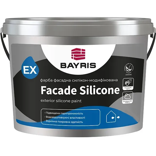 Фарба фасадна для стін Bayris Facade Silicone Силікон-модифікована під тонування В3 6,5 л (1683651743)