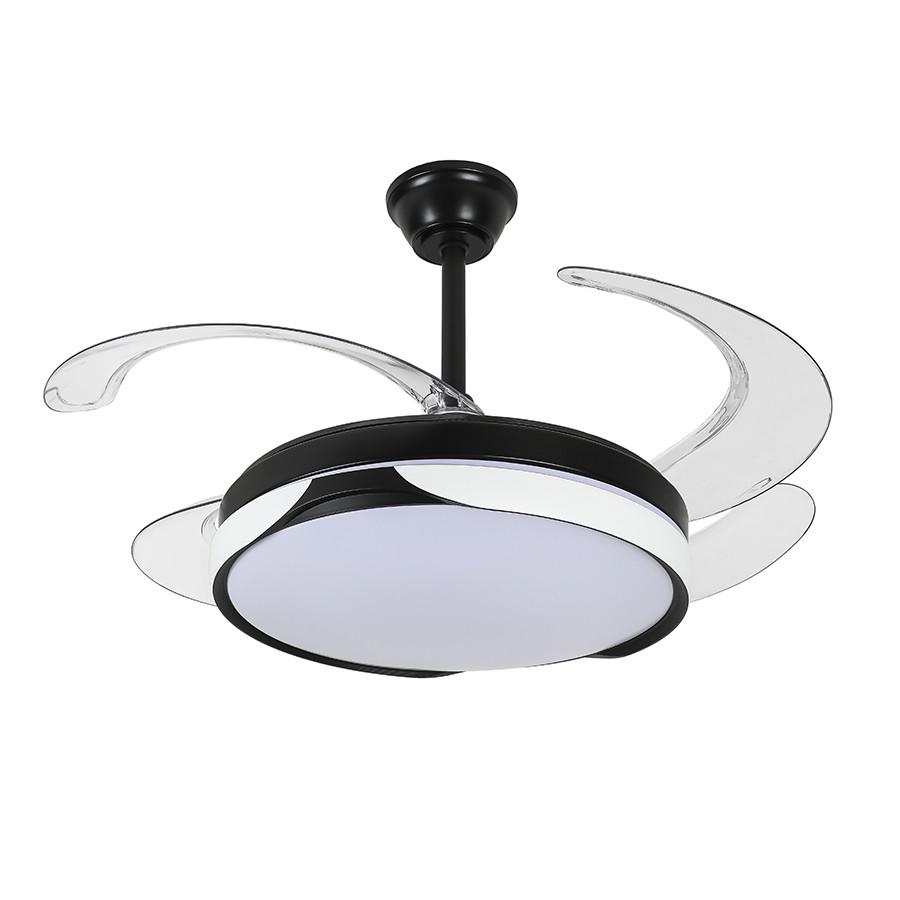 Люстра-вентилятор Levistella7943060 48 BK+WH з круглою LED лампою та пультом Чорний (2659179364)