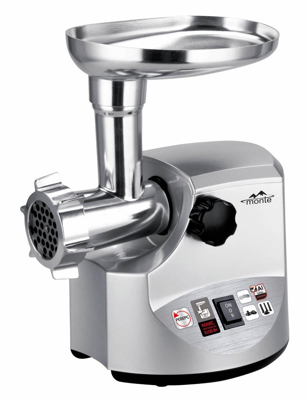 Мясорубка Monte MT-3160 металлические шестерни/реверс/3 диска/насадки для колбас и кебе/пластиковый корпус 3100 Вт (33348801) Мясорубка Monte MT-3160 металлические шестерни/реверс/3 диска/насадки для колбас и кебе/пластиковый корпус 3100 Вт (33348801)