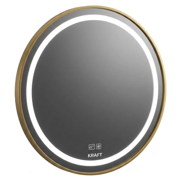 Зеркало с LED подсветкой 6060 круглое Золотое обрамление