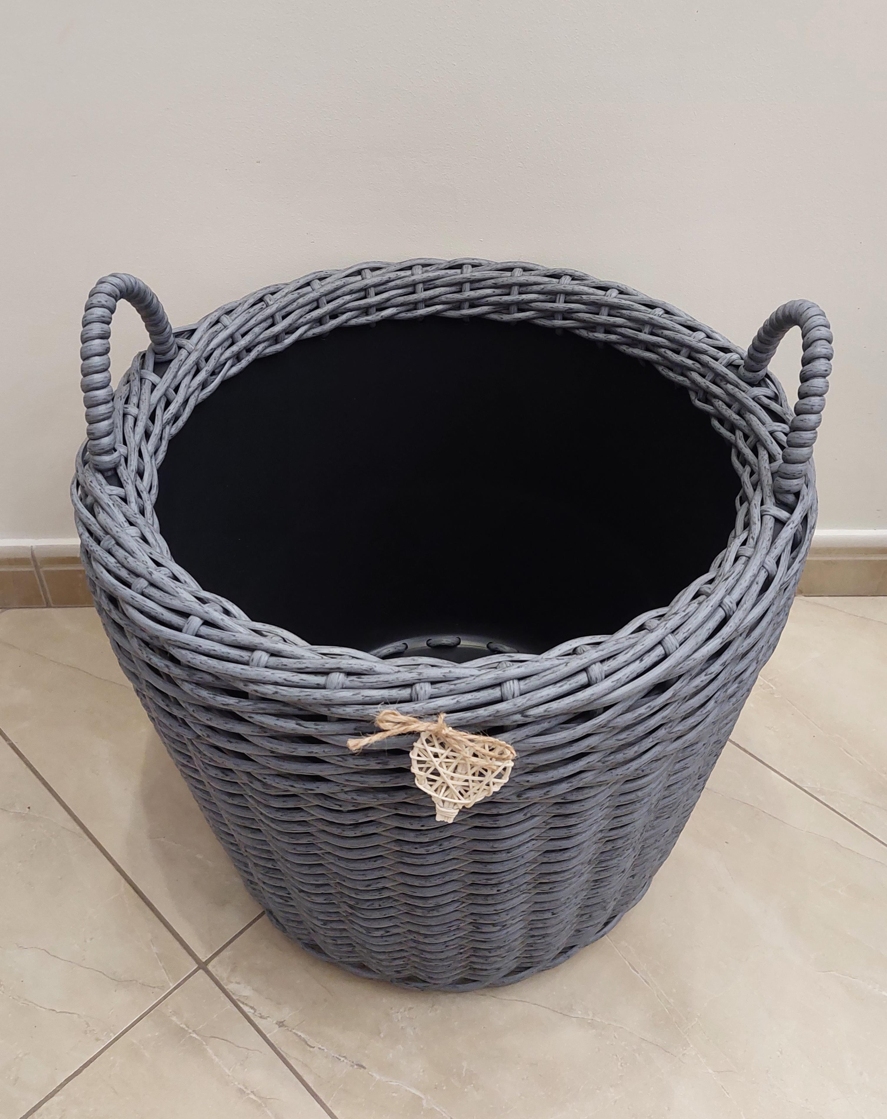 Кошик з ручками із штучного ротангу ручної роботи 40 л Темно-сірий (33074) - фото 3 Кошик з ручками із штучного ротангу ручної роботи 40 л Темно-сірий (33074) - фото 3