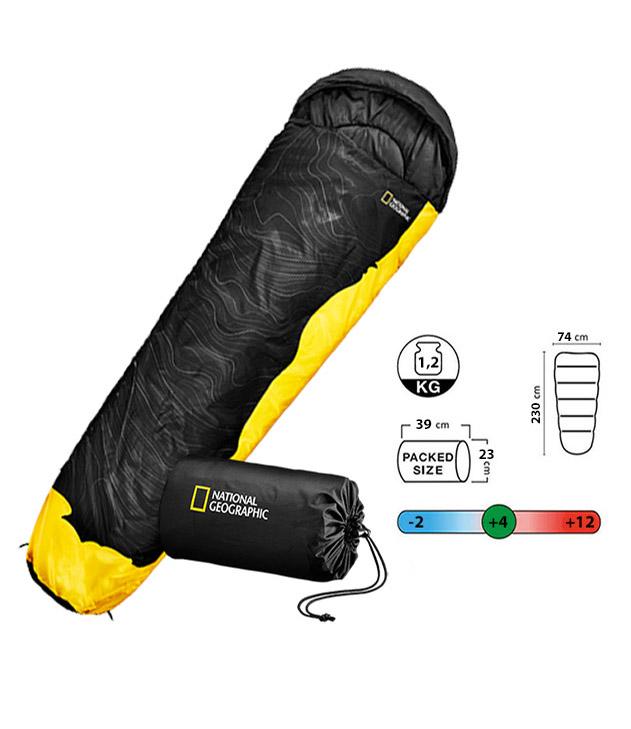 Спальний мішок National Geographic Sleeping Bag 230x74 cм Black/Yellow (NG-SB-BLKYW) - фото 2