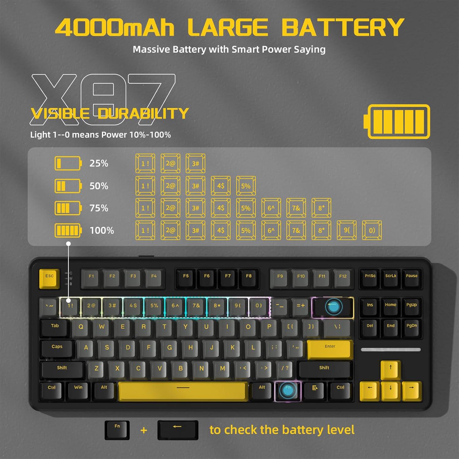 Клавіатура ігрова attack shark X87 бездротова механічна із RGB підсвічуванням з підтримкою HOT-SWAP - фото 8 Клавіатура ігрова attack shark X87 бездротова механічна із RGB підсвічуванням з підтримкою HOT-SWAP - фото 8