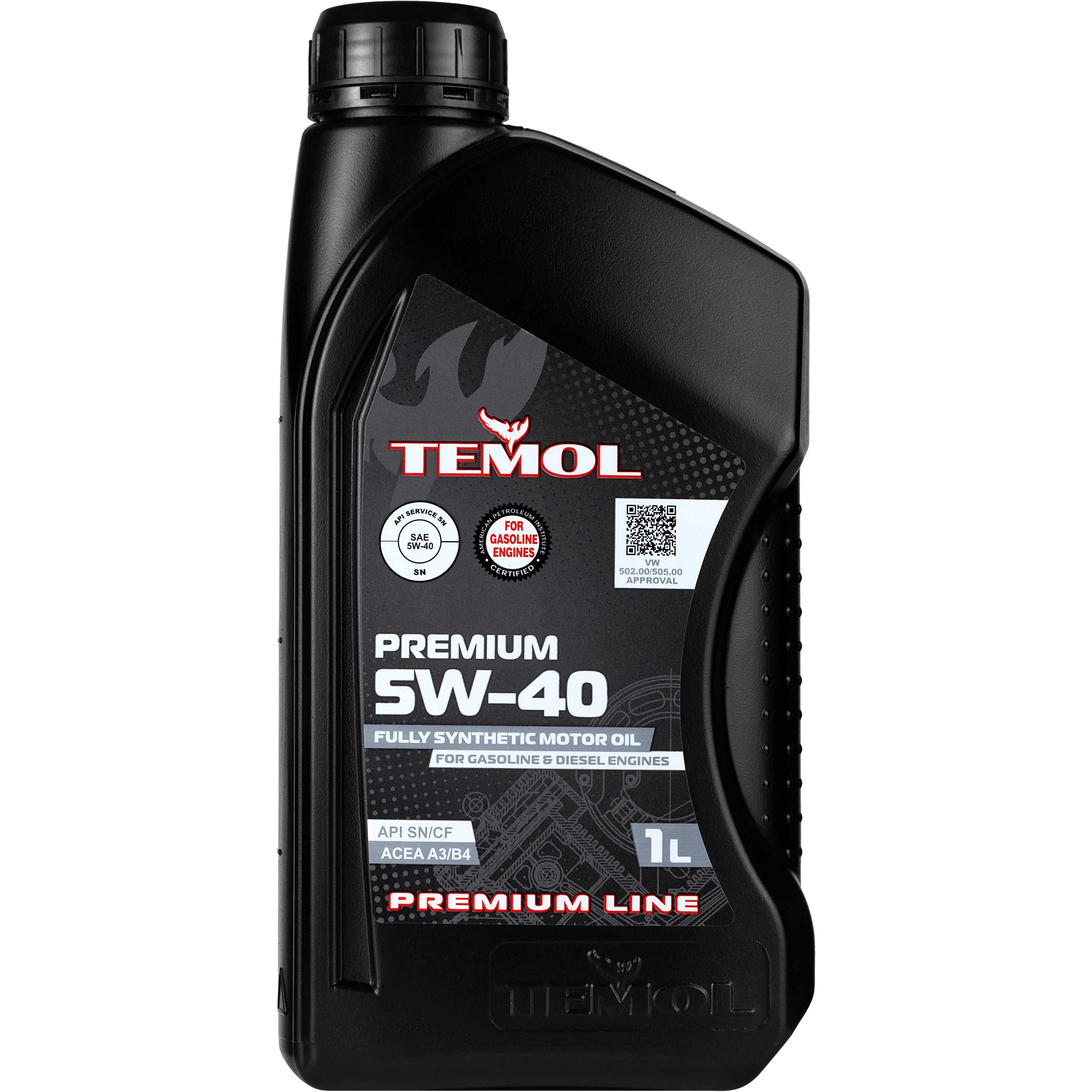 Моторне мастило для бензинових та дизельних двигунів Temol Premium 5W-40 SN/CF 1 л