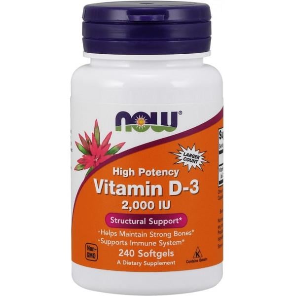 Витамины NOW Vitamin D-3 2000 ME Softgels 240 капсул