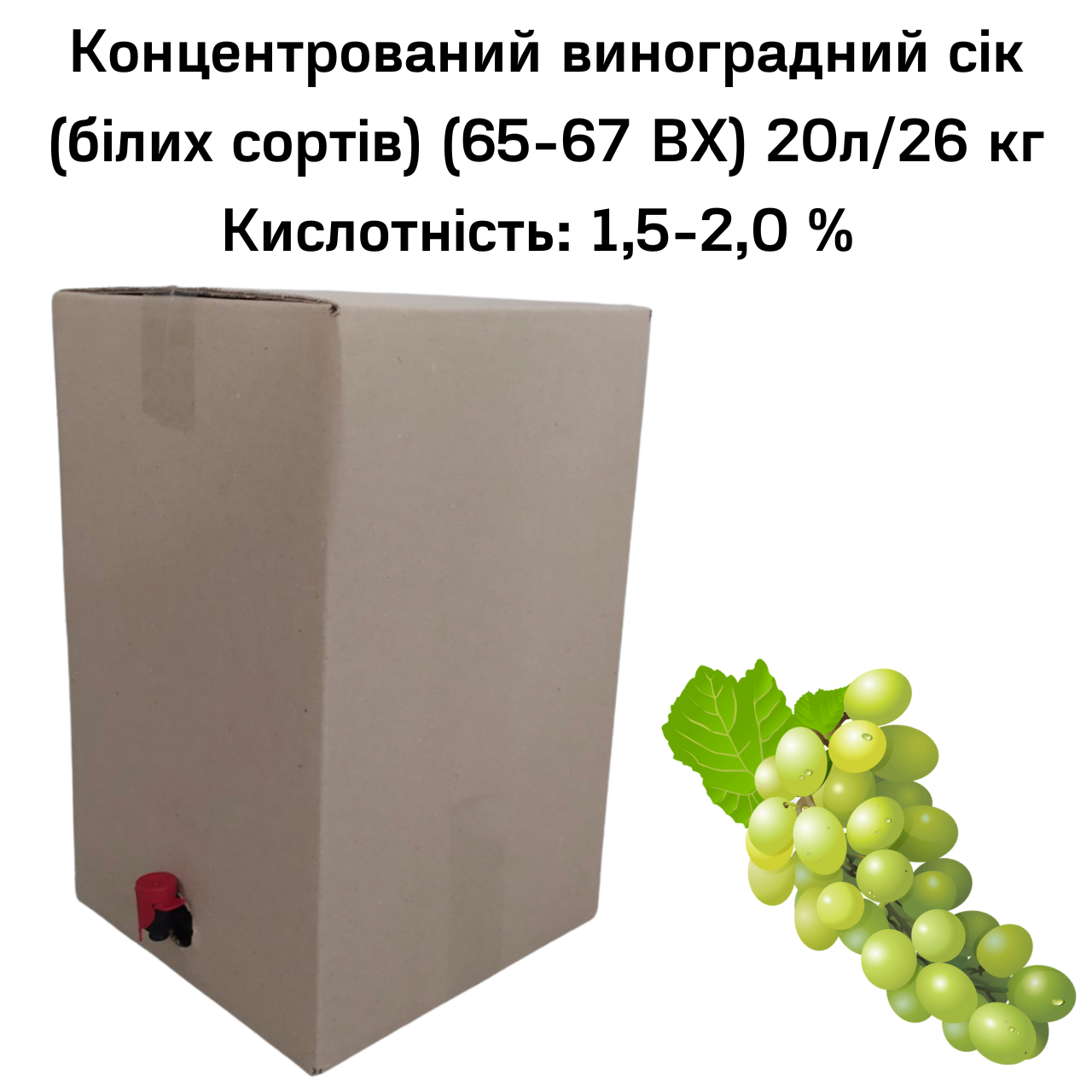 Сок виноградный концентрированный Eva белых сортов 65-67 ВХ BAG IN BOX 20 л/26 кг - фото 2