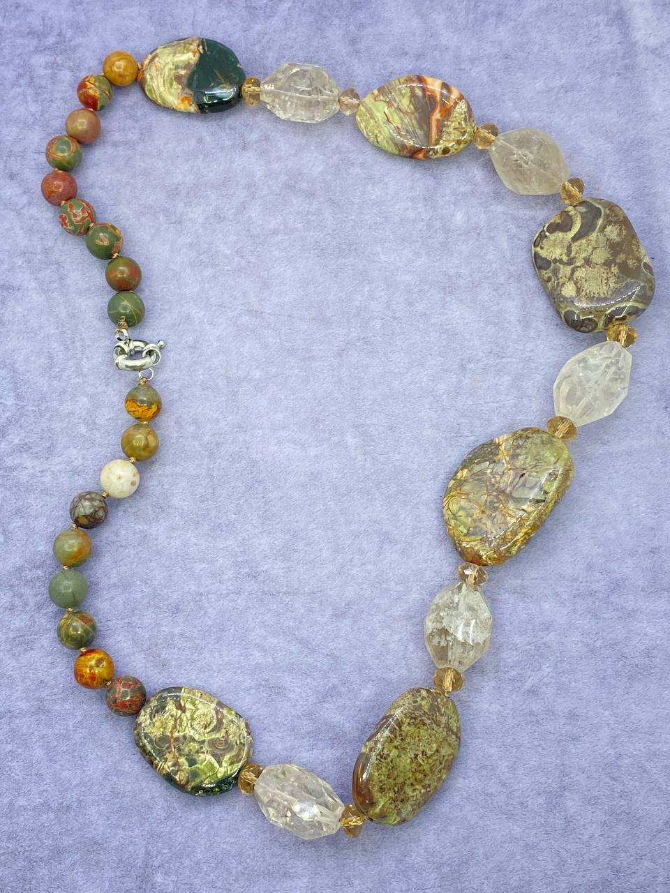 Бусы яшма 60 см Разноцветный (9896)