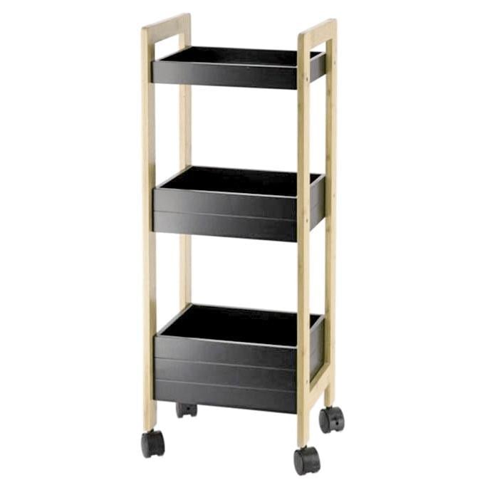 Этажерка для ванной из дерева на колесиках Вижн Бланже/Венге (АБТ-00880112)