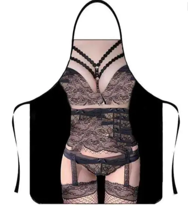Фартук с приколом для мужчин Женщина в кружевном белье 80х60 см (50107)