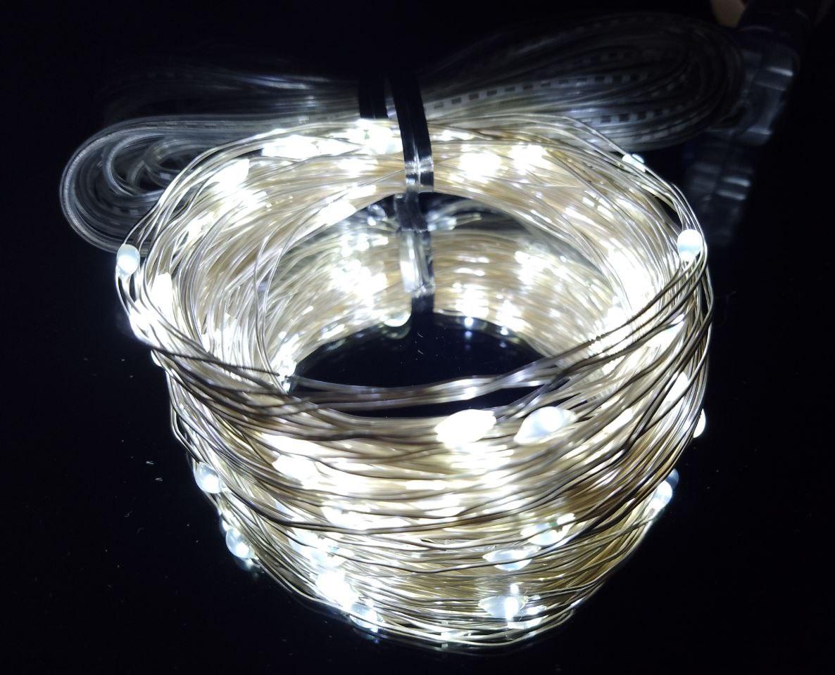 Гирлянда от USB светодиодные капли 10 м 100 LED 8 режимов с пультом Холодный белый