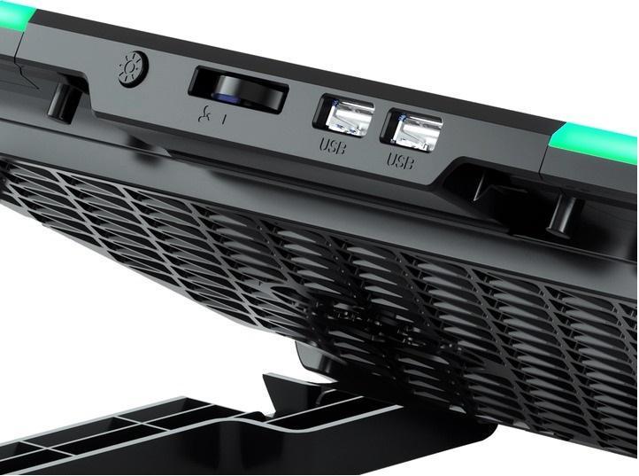 Подставка для ноутбука охлаждающая RGB с подставкой под телефон GamePro CP590 с USB портами 2 шт. Black (CP590) - фото 3