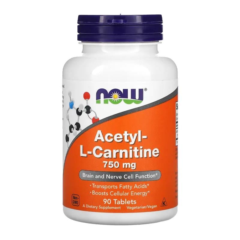 Карнитин NOW Acetyl-L-Carnitine 750 мг 90 капс. (18474-01)