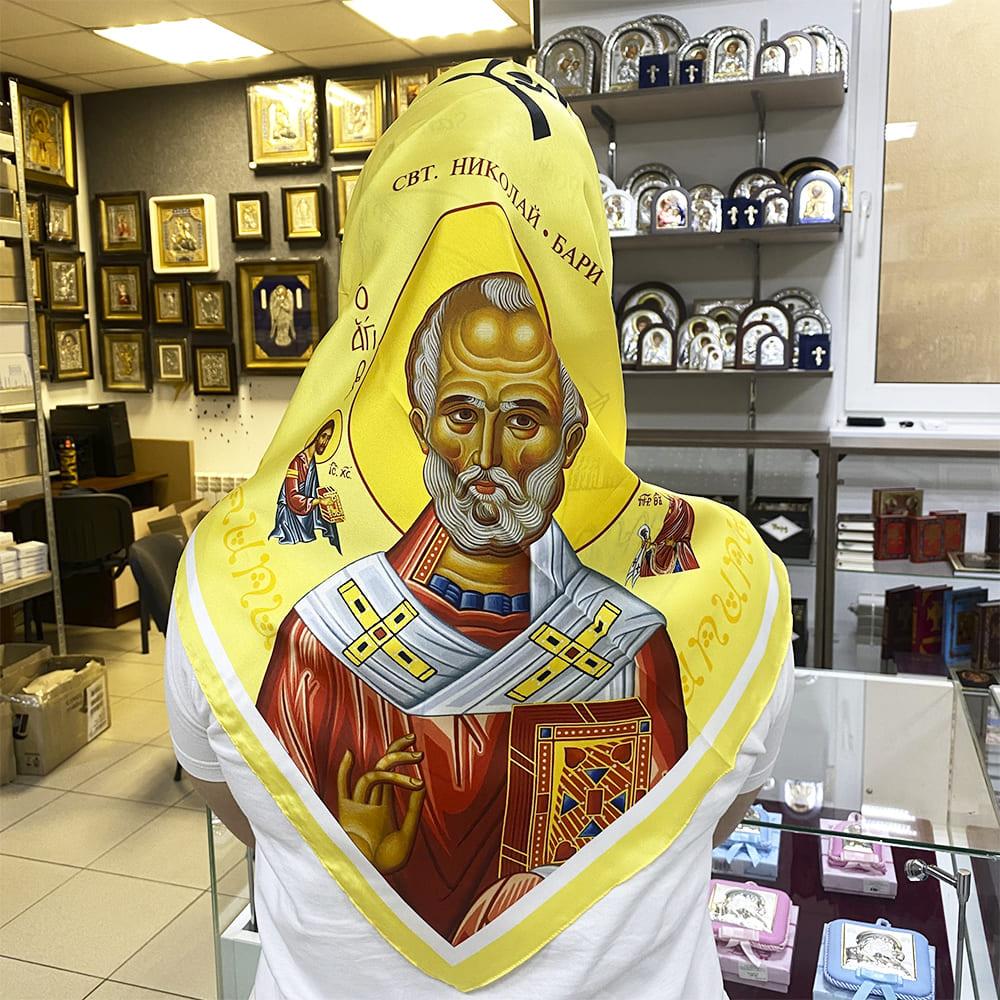 Платок церковный освящен на мощах Святого Николая Желтый (2176-Ж)