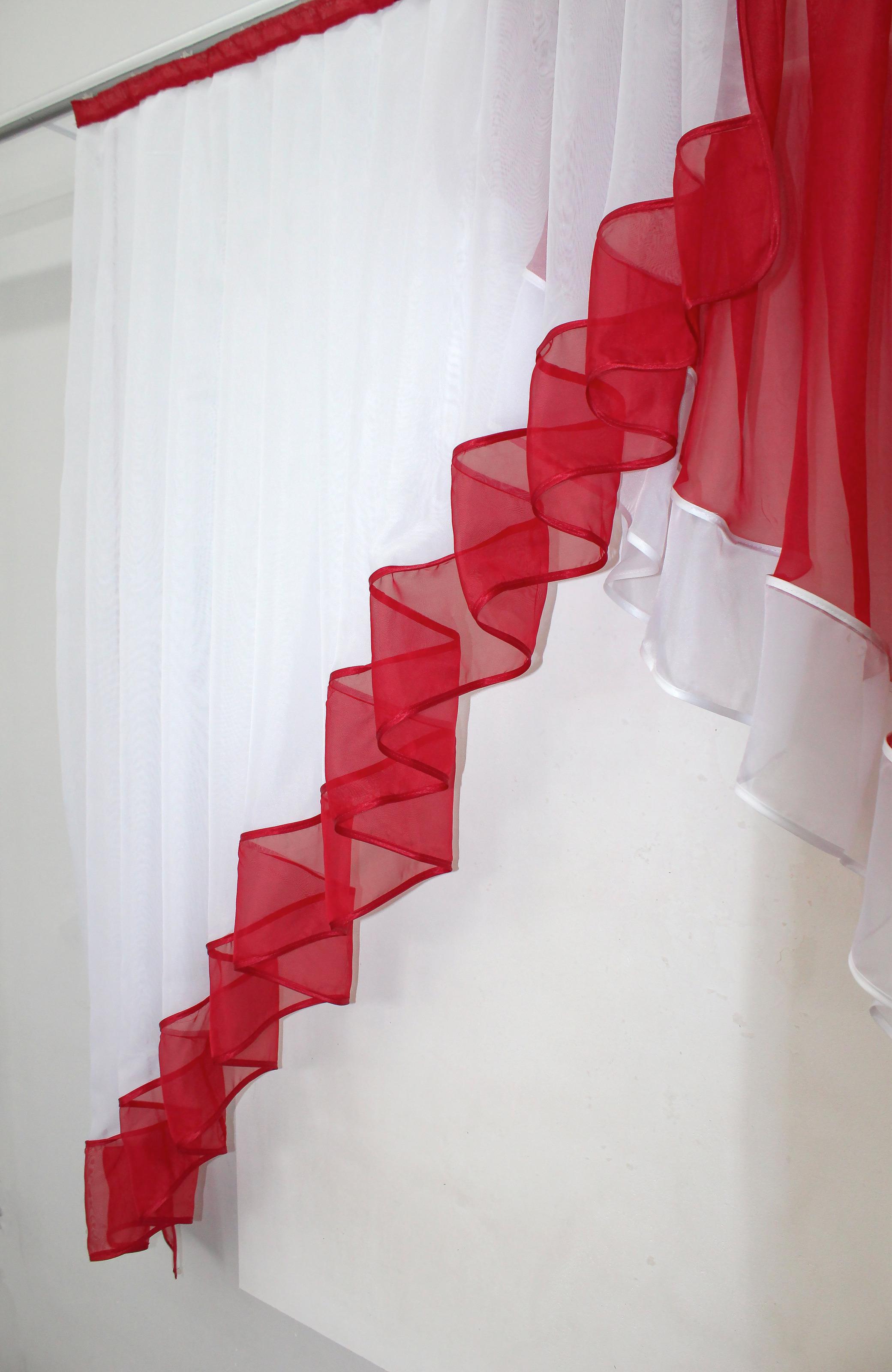 Занавеска кухонная VR-Textil № 023к 150х150 см Белый/Красный (50-092) - фото 3