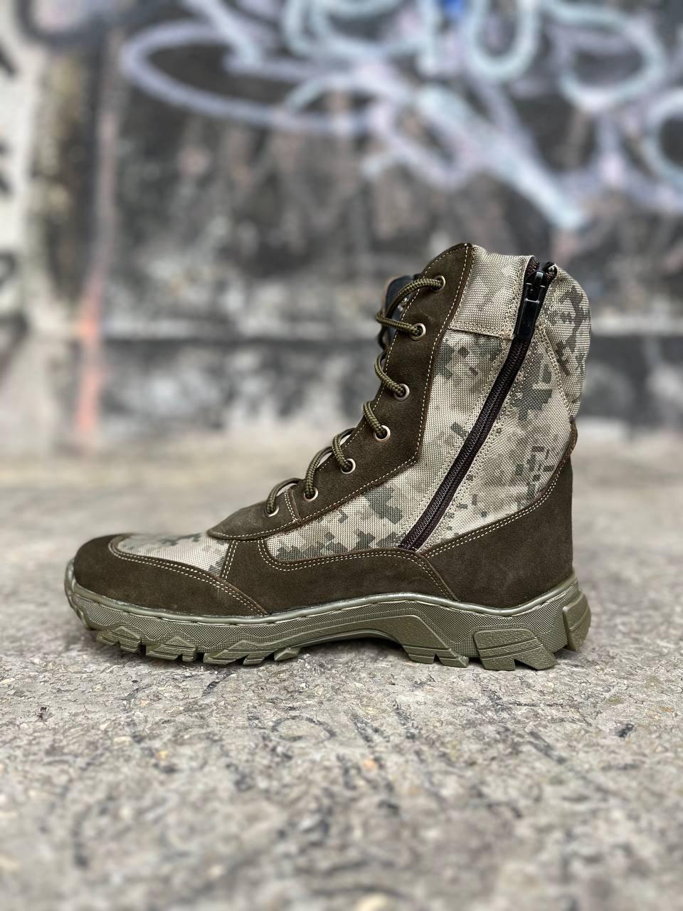 Берці чоловічі Light Boots шкіра та кордура черевики р. 43 28,5 см Оливковий/Піксель (784779162) - фото 3