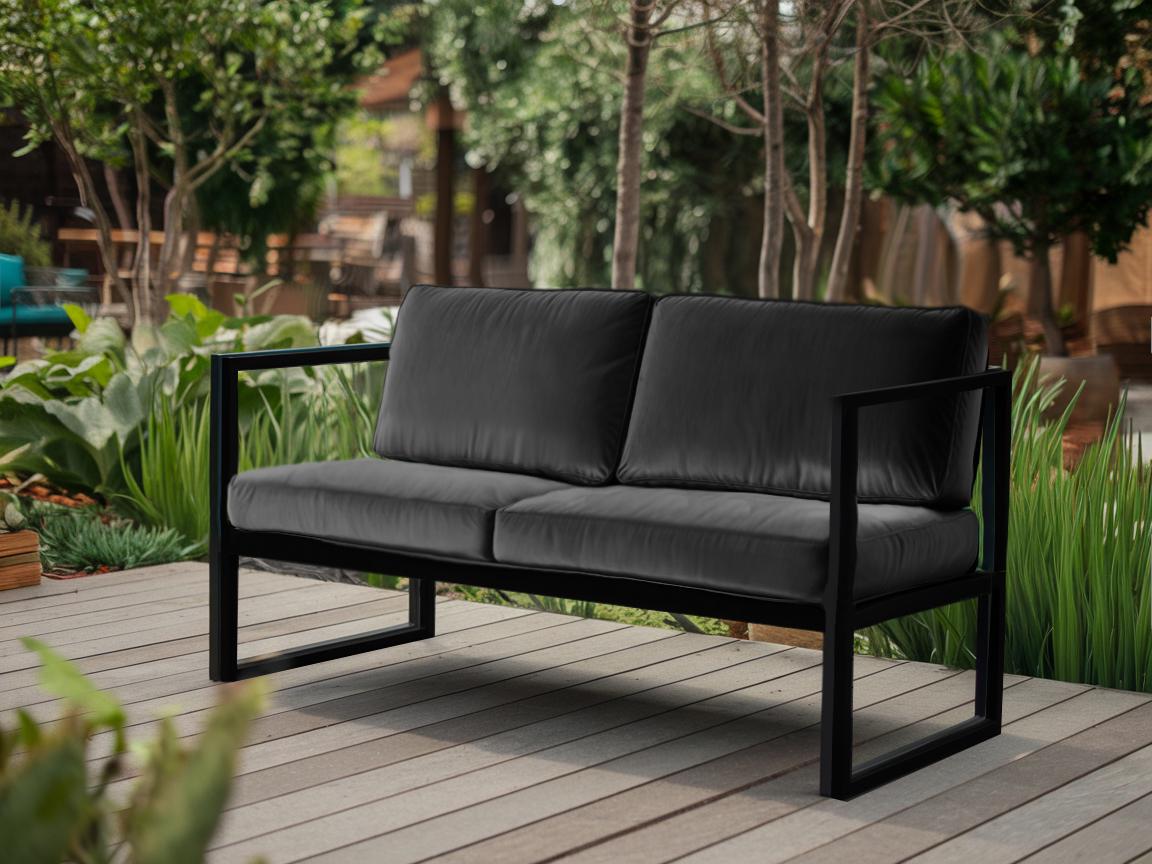 Диван металевий Tobi Sho Лофт Стейт DV1 з підлокітниками та м'якими подушками 750х1300х700 мм велюр 37/Чорний - фото 2