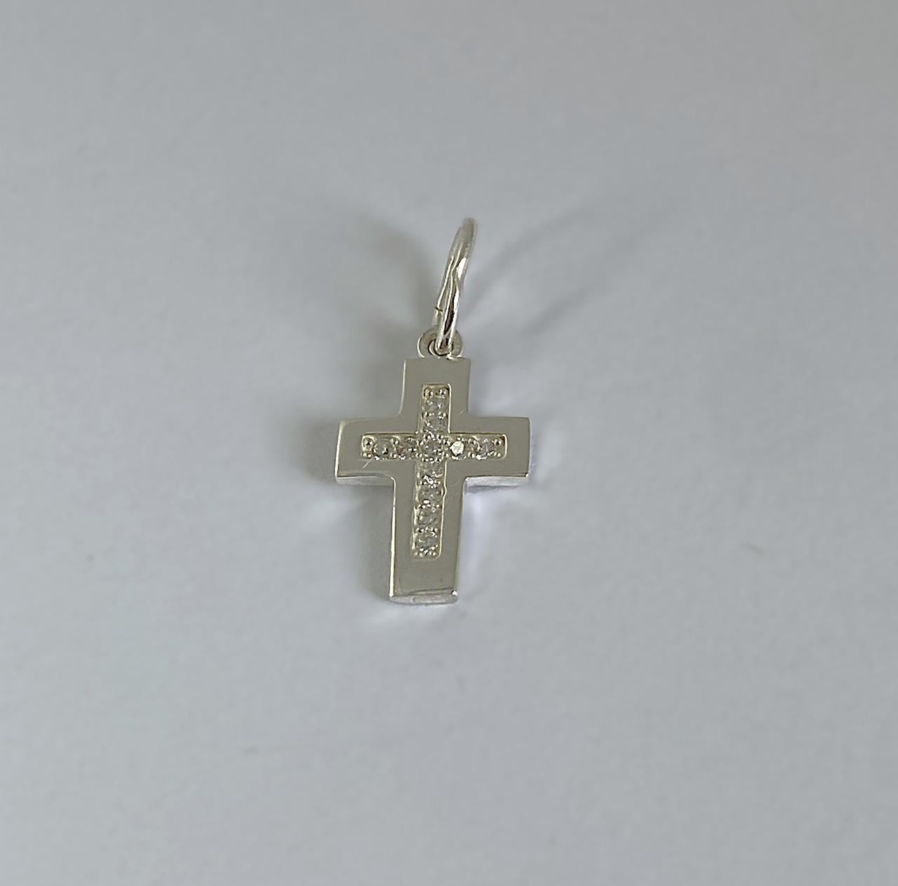 Хрестик срібний з камінцями (КДУ-94)