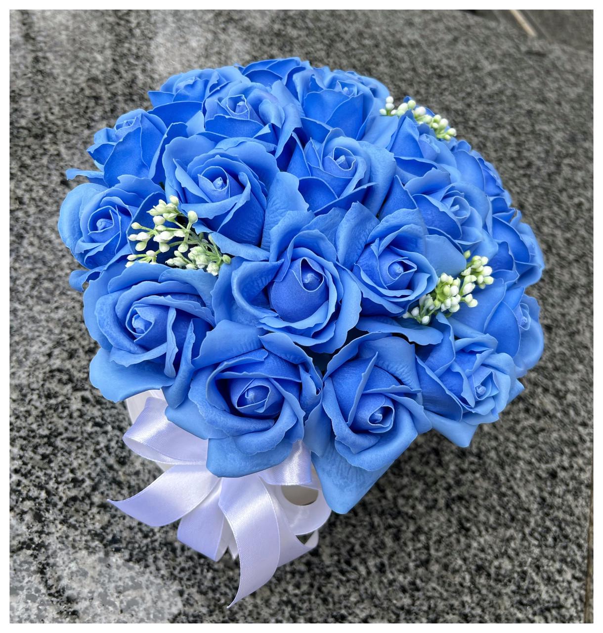 Подарунковий бокс Букет троянд з мила Блакитний (2122059657) - фото 4