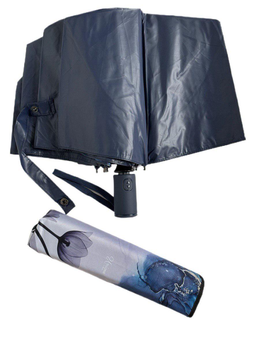 Зонтик автоматический женский Unique с цветами 9 спиц Синий (3009/1) - фото 3 Зонтик автоматический женский Unique с цветами 9 спиц Синий (3009/1) - фото 3