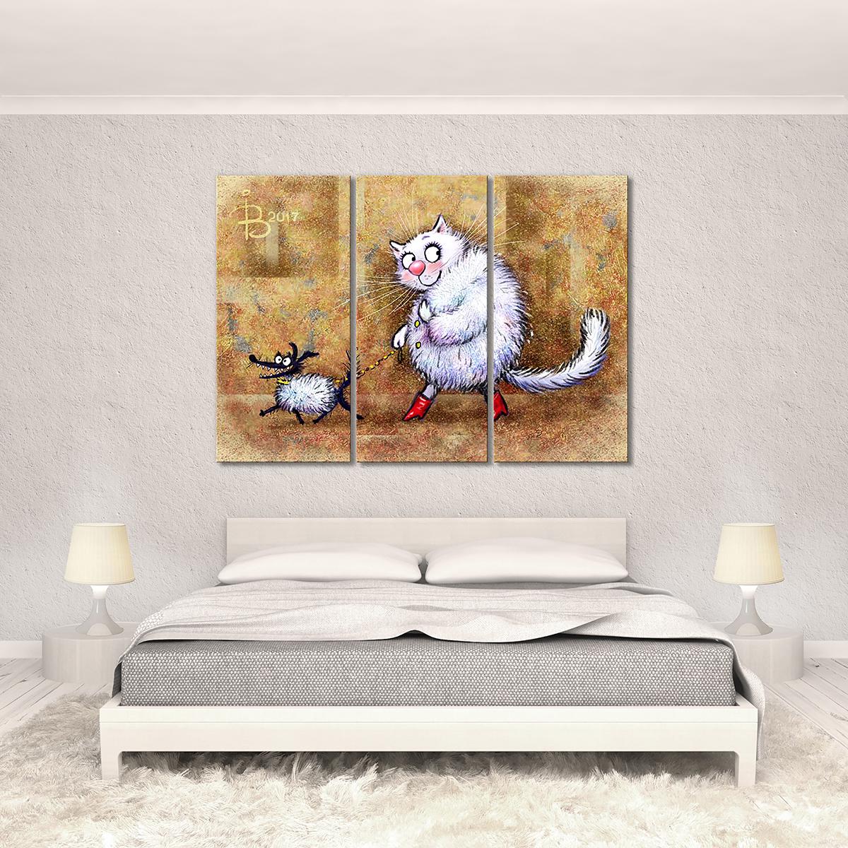 Модульная картина Дама с собачкой 3 модуля общий размер 50x75 см (_rinaz_20172224006)