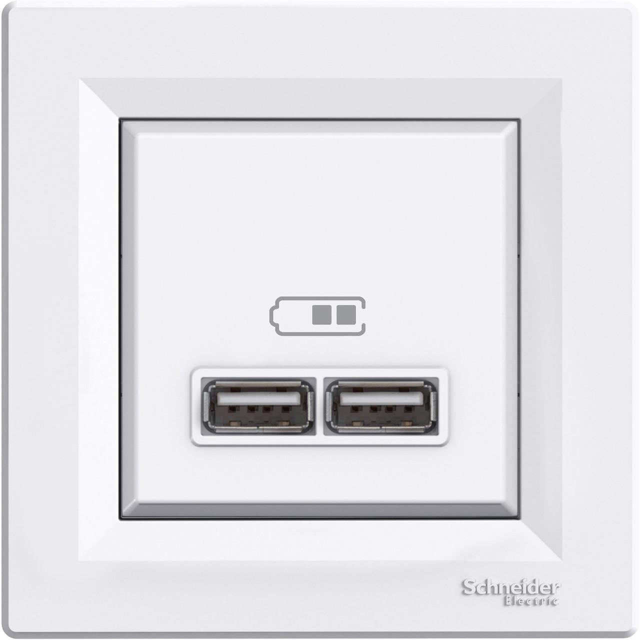 Розетка Schneider Electric Asfora 2xUSB 2,1A Белый (EPH2700221)