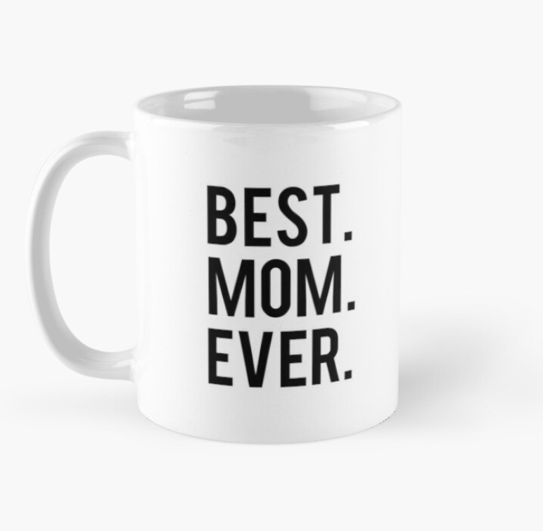 Чашка керамическая с принтом "Best mom ever" для мамы 330 мл Белый (МАМА33Ч)