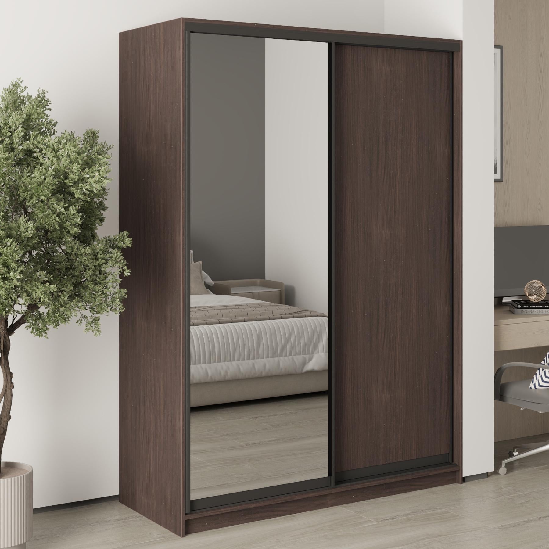 Шкаф-купе двухдверный MebelStar Комбо BG ДСП/зеркало 150x45x210 см Дуб ристрето (MBS-11552)