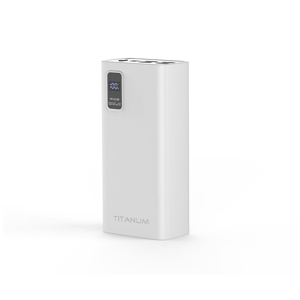 Павербанк TITANUM TPB-728S 22.5W QC+PD білий 30000mAh