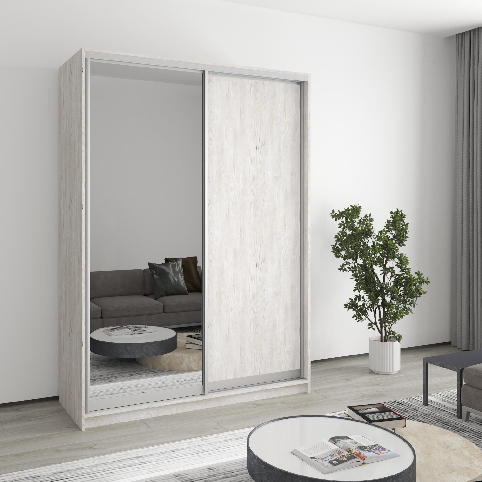 Шкаф-купе двухдверный MebelStar Стандарт AL ДСП/зеркало 150x45x210 см Аляска серый (MBS-2401)