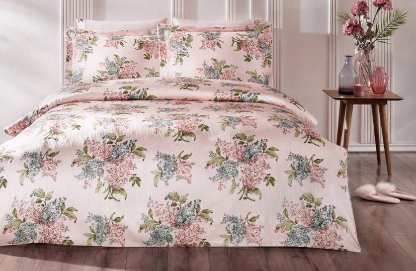 Постільна білизна Tivolyo Home Lilacs делюкс сатин жатий шовк євро