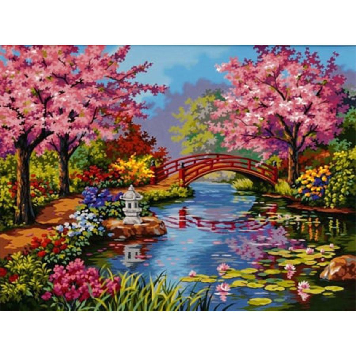 Алмазная мозаика Santi Цветущие сакуры 40х50 см на подрамнике (954112)