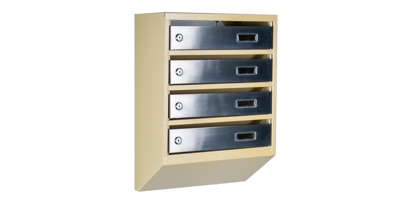 Почтовый ящик многосекционный Галиндустрия ЯП-04-A на 4 квартиры вертикальный 390x550x200 мм Бежевый (124-119-000007819)