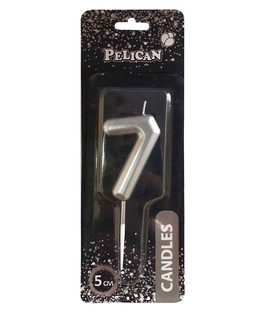 Свеча для торта Pelican 7 5 см Серебристый (865027)