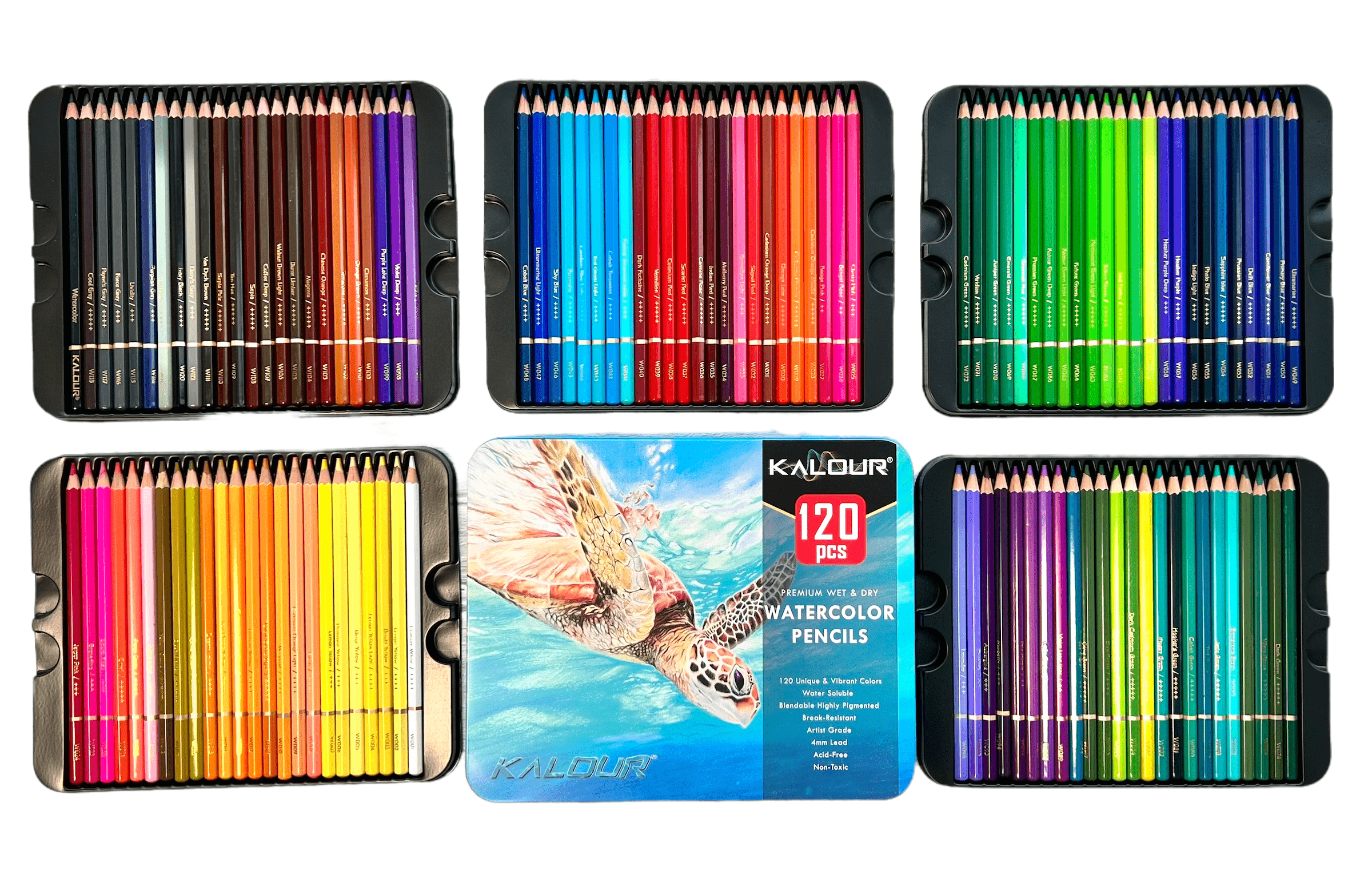 Набір акварельних олівців Kalour у металевому пеналі 120 кольорів - фото 10 Набір акварельних олівців Kalour у металевому пеналі 120 кольорів - фото 10