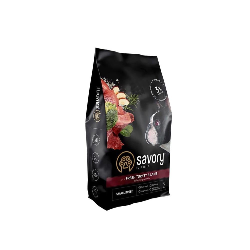 Корм сухой Savory Small Breed rich in Fresh Turkey and Lamb для взрослых собак малых пород до 10 кг со свежим ягненком и индейкой (4820232630365)